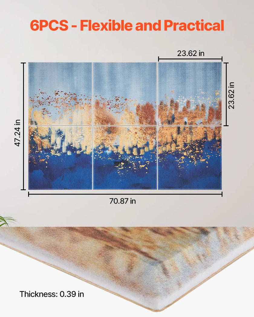 VEVOR 6 Pack Art Acoustic Panels 23.6 x 23.6 inch Self Adhesive for Home Pastel