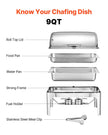 VEVOR 9Qt Rectangle Roll Top Chafing Dish Set with Full-Size Pan Stainless Steel