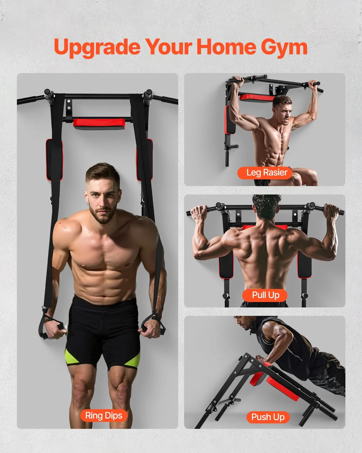 VEVOR Multifunctional Pull Up Bar Wall Mounted Chin Up Bar Dip Station Home Gym