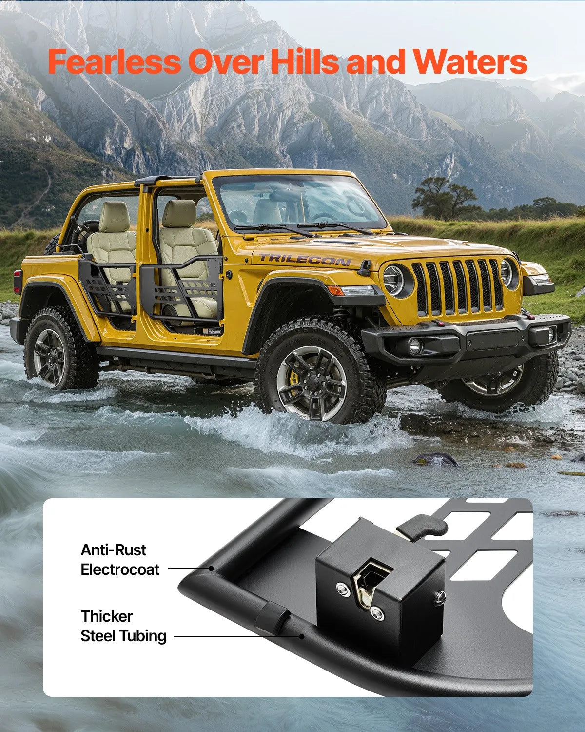 VEVOR 4-Door Jeep Tube Doors Jeep Tubular Door for 2007-2018 Jeep Wrangler JK