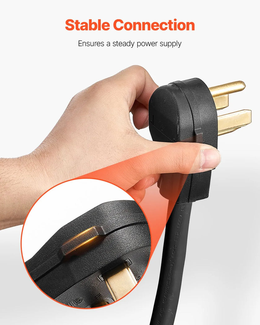 VEVOR 10 ft Dryer Power Cord 4-Prong NEMA 14-30P Dryer Cord w/ Eyelet Connectors