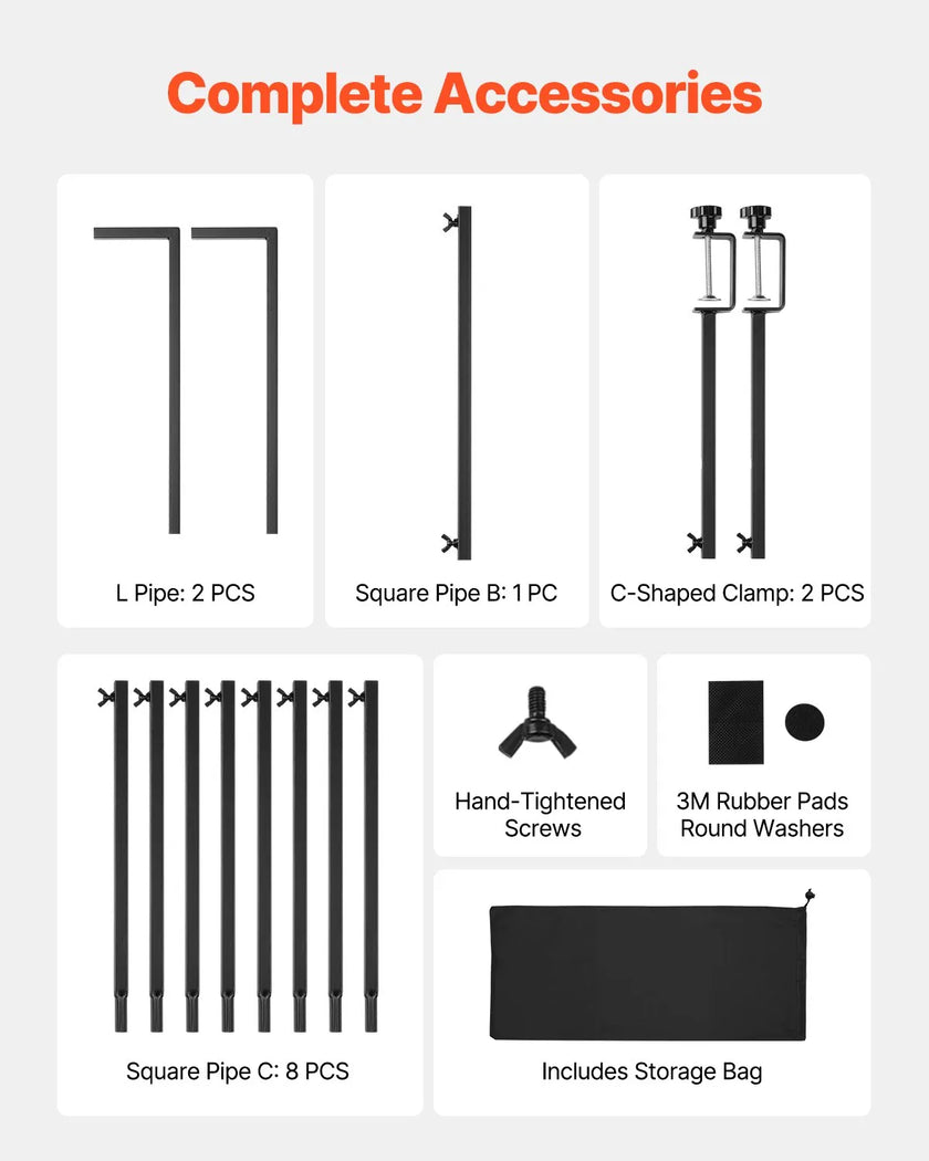 VEVOR Over The Table Rod Stand Arch Frame 28-98 in Length Adjustable Clamp Decor
