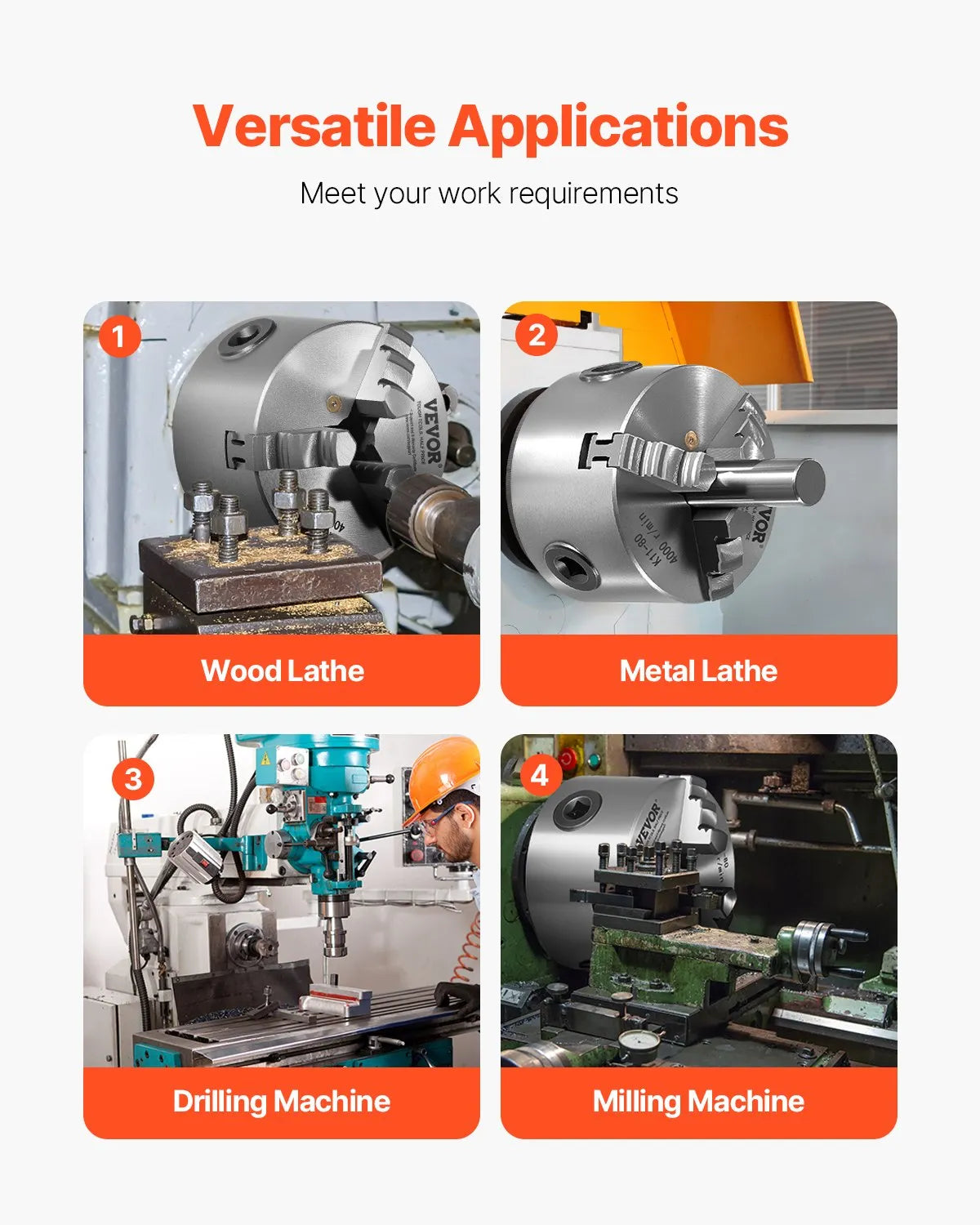 VEVOR 3 Inch 3-Jaw Self-Centering Lathe Chuck for Lathe Drilling Milling Machine
