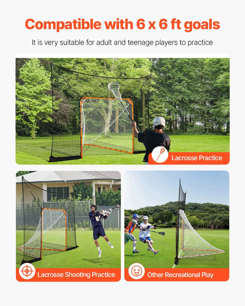 VEVOR 12x9 ft Hockey Lacrosse Goal Backstop with Extended Coverage Training Net