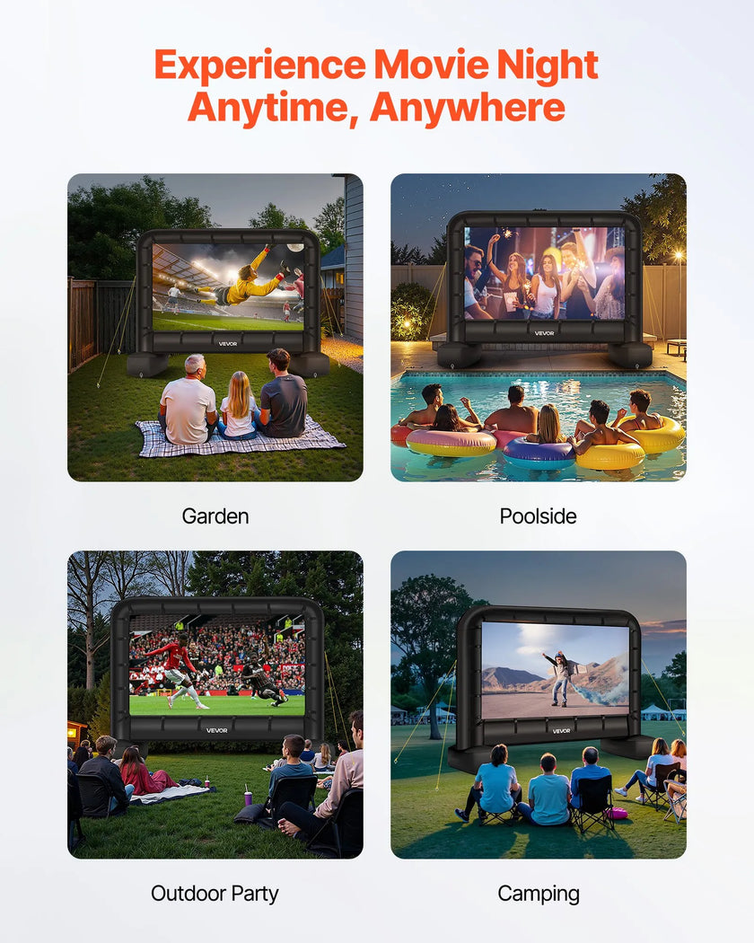 VEVOR 14 ft Inflatable Movie Screen 16:9 600D Movie Projection with Portable Bag