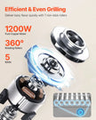 VEVOR 18 Hot Dog 7 Roller Electric Grill Cooker Machine Bun Warmer Cover 1200W