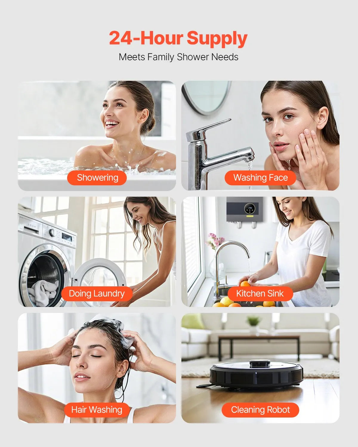 VEVOR 36kW Tankless Electric Water Heater Instant Hot with LCD Child Lock