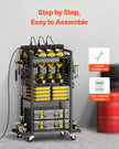 VEVOR 4-tier Tool Organizer Cart with Charging Station Garage Cart on Wheels