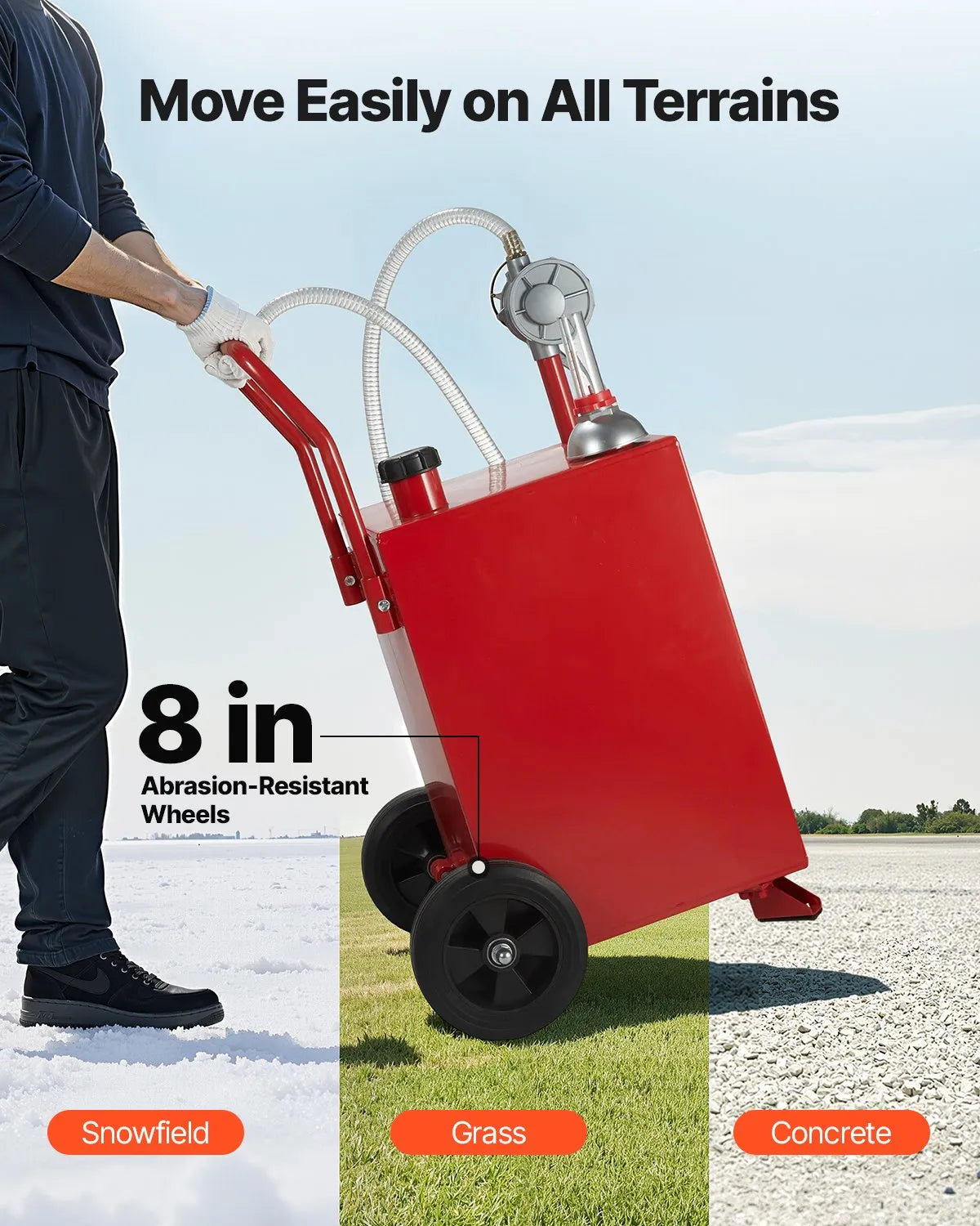 VEVOR 20 Gallon Fuel Caddy Gasoline & Diesel Fuel Tank with Manual Pump Red