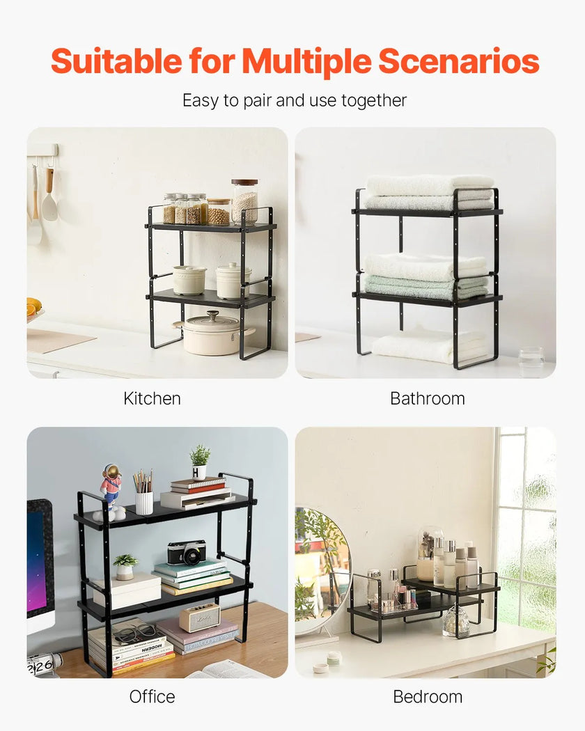VEVOR 2 Tier Cabinet Organizer Shelf Counter Shelves Steel Storage Spice Rack