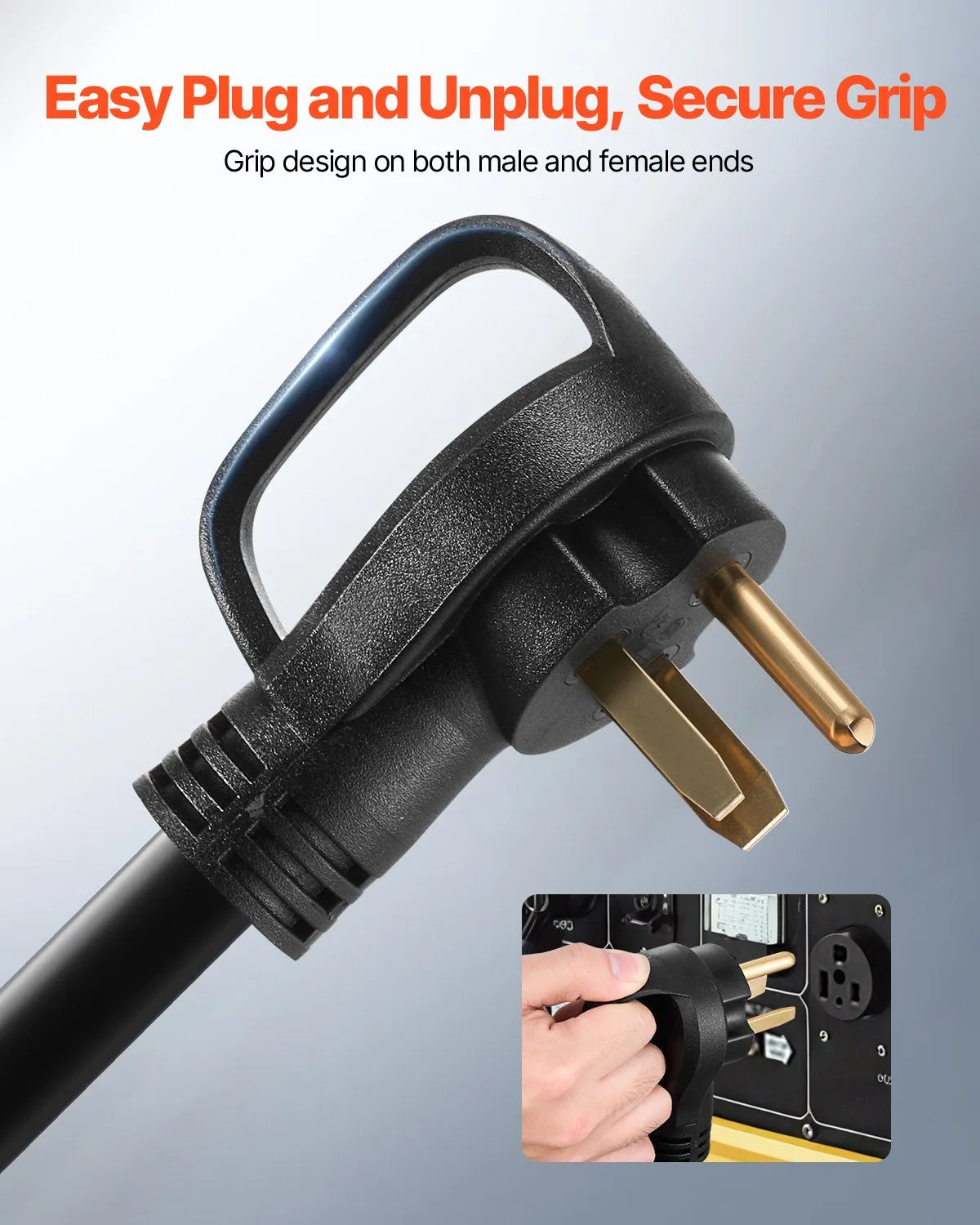 VEVOR 30A Generator Extension Cord 25 ft 250V NEMA 6-50P to 6-50R Power Cable