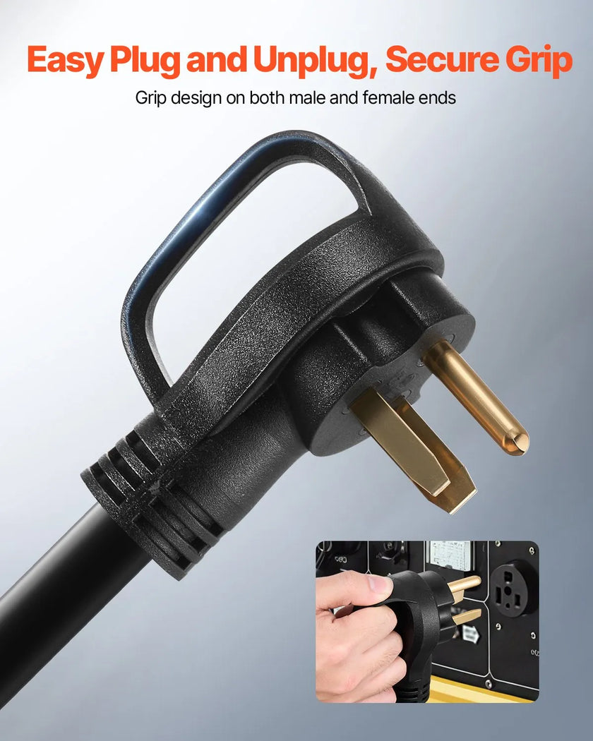 VEVOR 30A Generator Extension Cord 25 ft 250V NEMA 6-50P to 6-50R Power Cable
