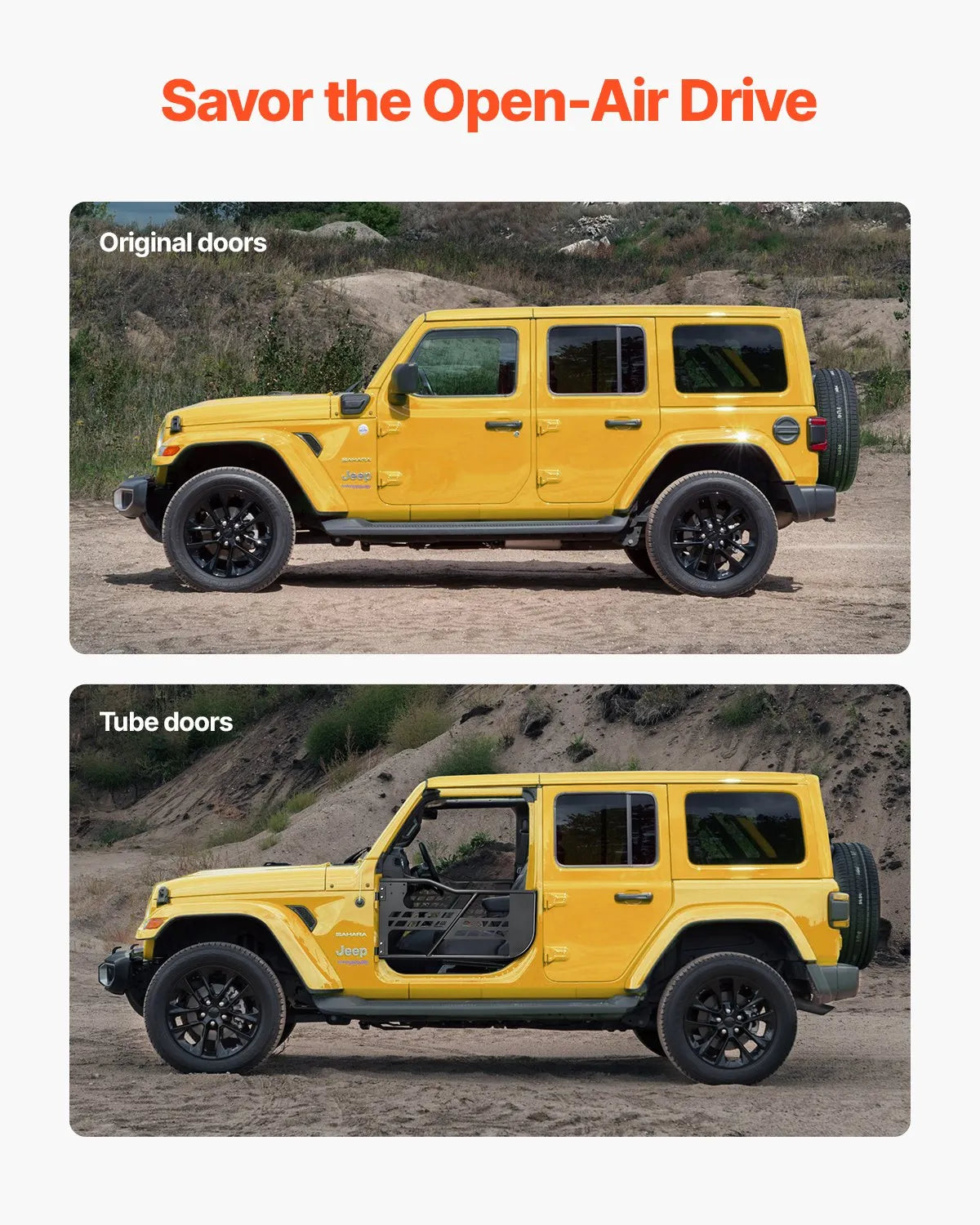 VEVOR 2-Door Jeep Tube Doors Jeep Tubular Door for 2007-2018 Jeep Wrangler JK