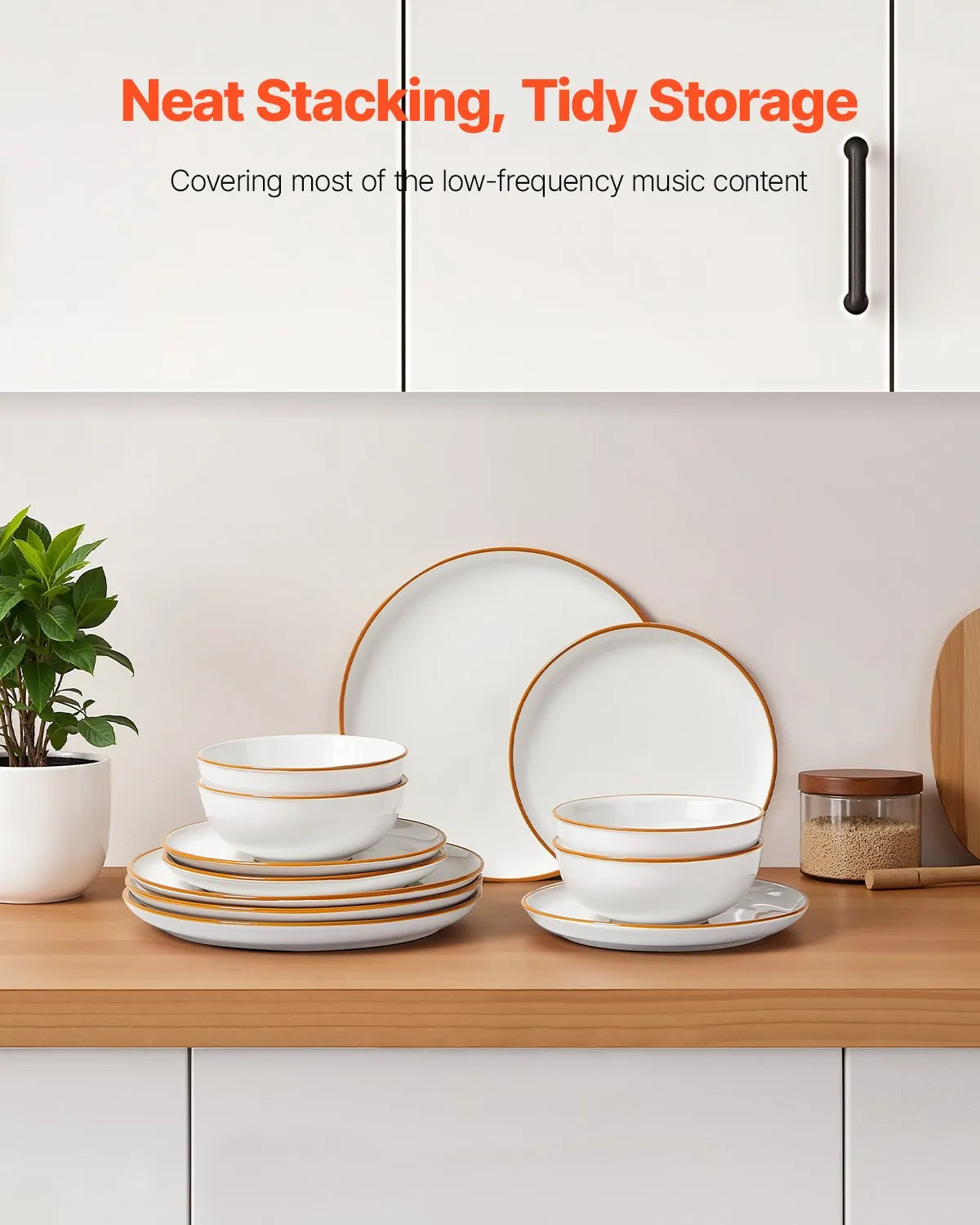 VEVOR 12 PCS Dinnerware Set Ceramic Plates and Bowls Sets Service for 4 White