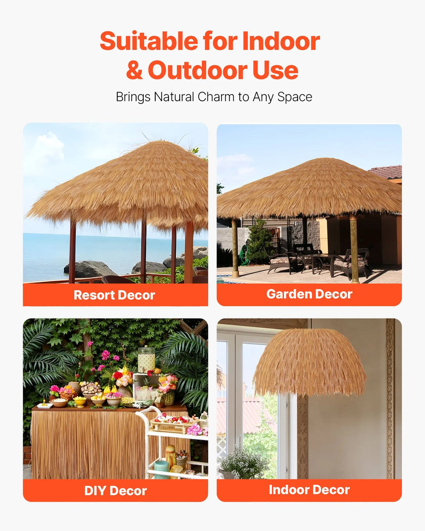 VEVOR 1.6x16.4 ft Artificial Thatch Roofing Mexican Tiki Hut Grass Skirt Roof