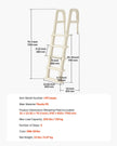VEVOR 5-Step Inclined Pool Ladder of 2 Handrails Loads 300 lb for 48-54 In Pool