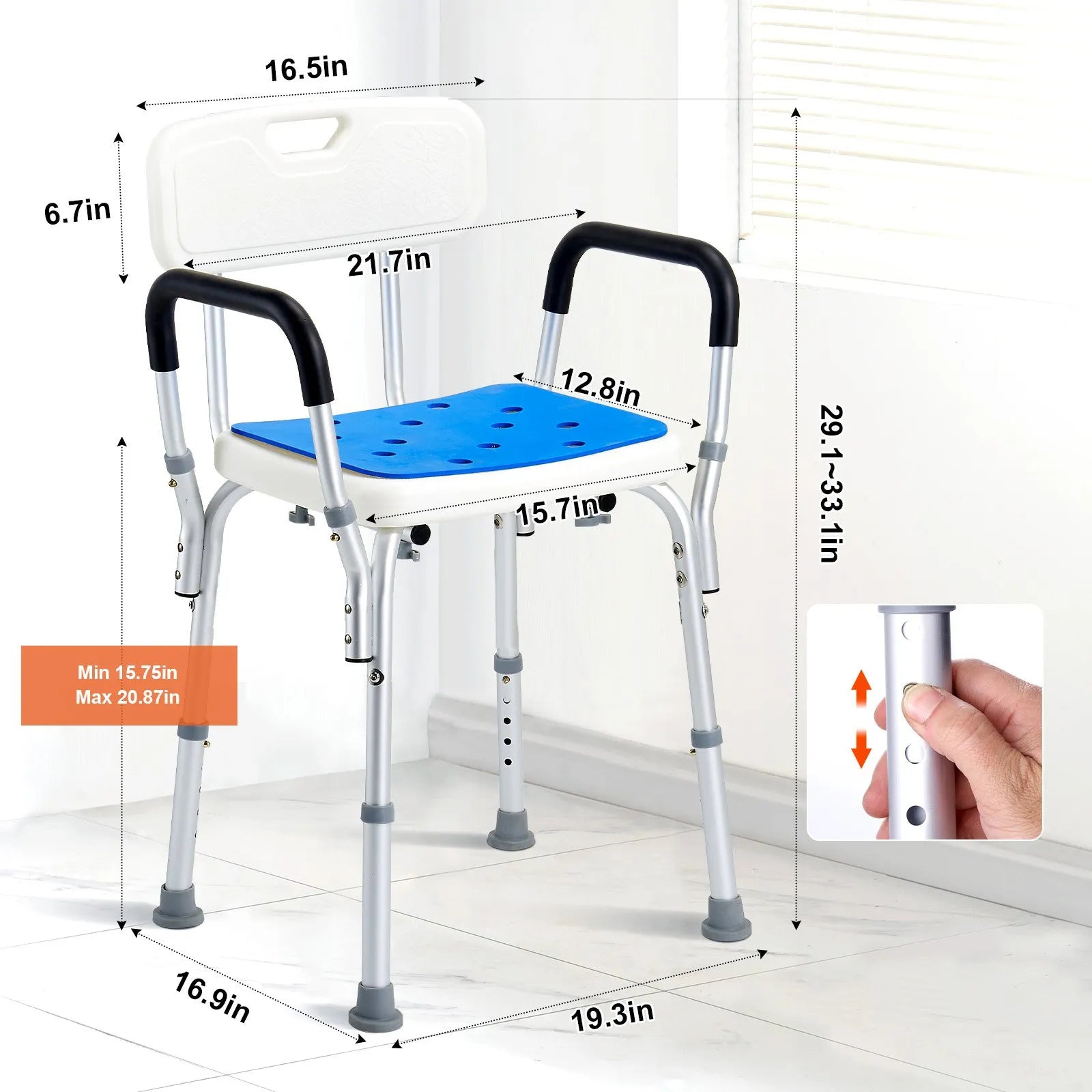 VEVOR 400lbs Shower Chair Bath Stool Seat Height Adjustable for Bathtub Shower