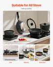 VEVOR 17 Piece Pots and Pans Set Granite Nonstick Kitchen Cookware Black