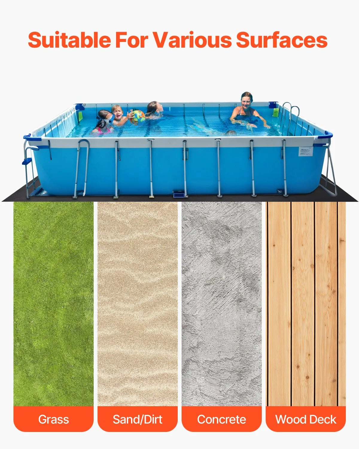VEVOR 16x32ft Rectangle Pool Liner Pad Heavy Duty Pool Mat Prevent Punctures