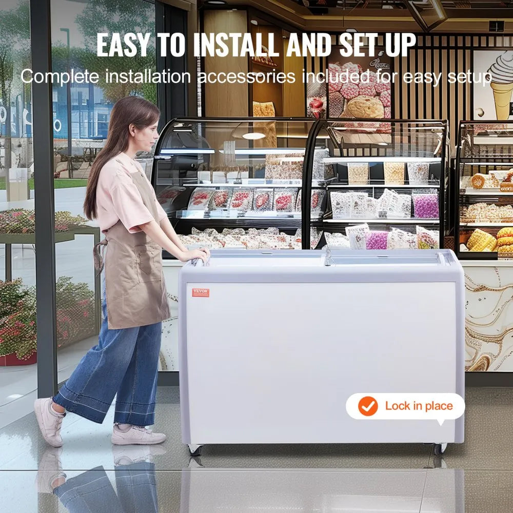 VEVOR 13.1Cu.ft Commercial Ice Cream Display Case Gelato Dipping Freezer Cabinet