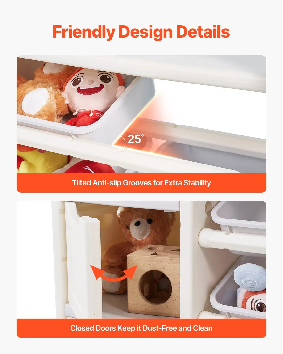 VEVOR  4-Tier Kids Toy Storage with Bookshelf with 10 Movable Plastic Bins