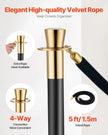 VEVOR 6 Pcs Stanchion Post with 4 Black Velvet Ropes Sand Injection Hollow Base