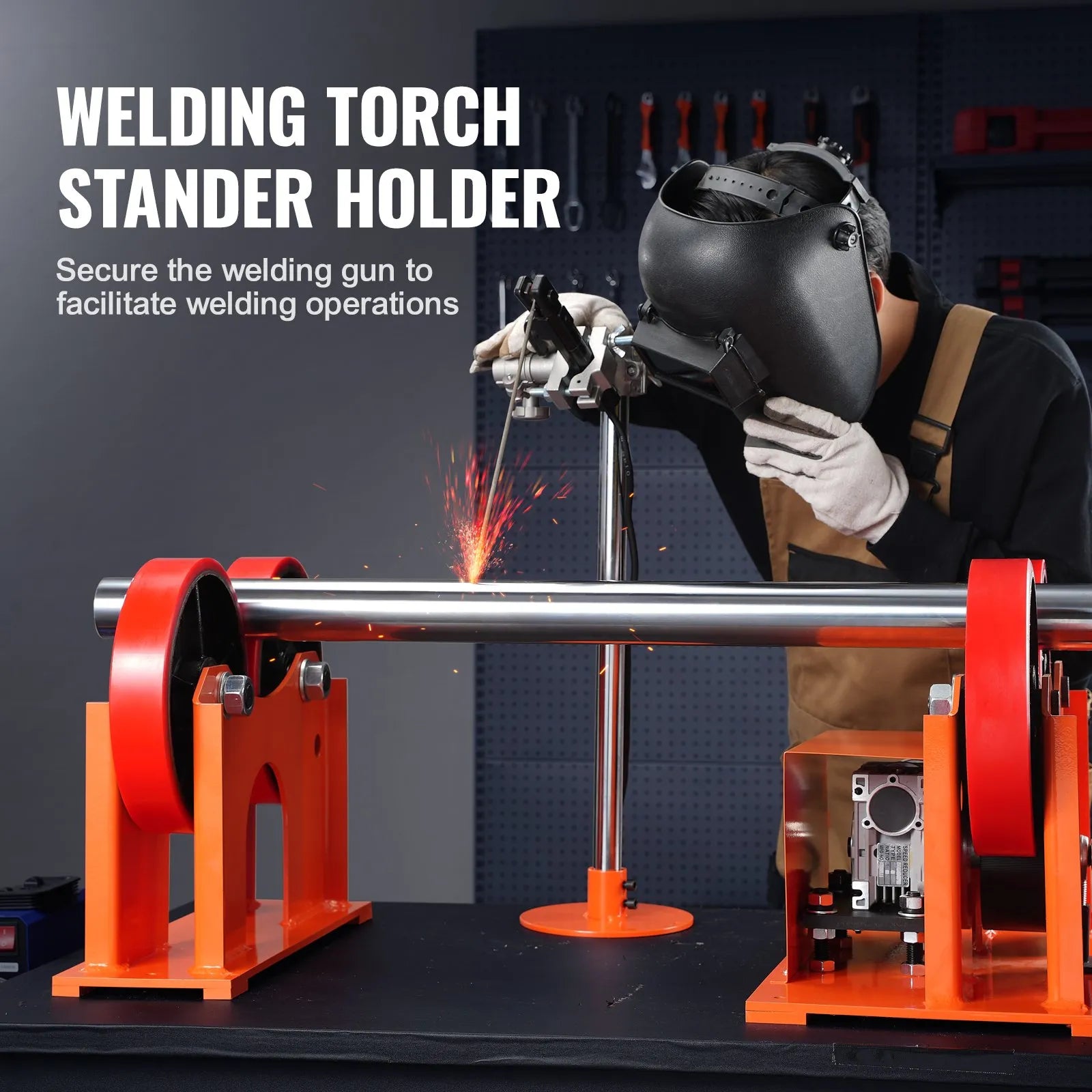 VEVOR 110V Turning Rolls Linkage Roller, 1000KG/2205LBS Loading Welding Turning Roll, 25-1400mm Diameter, 80-1600 mm/min Rotary Welding Positioner & Welding Torch Stand for Welding Equipment Support