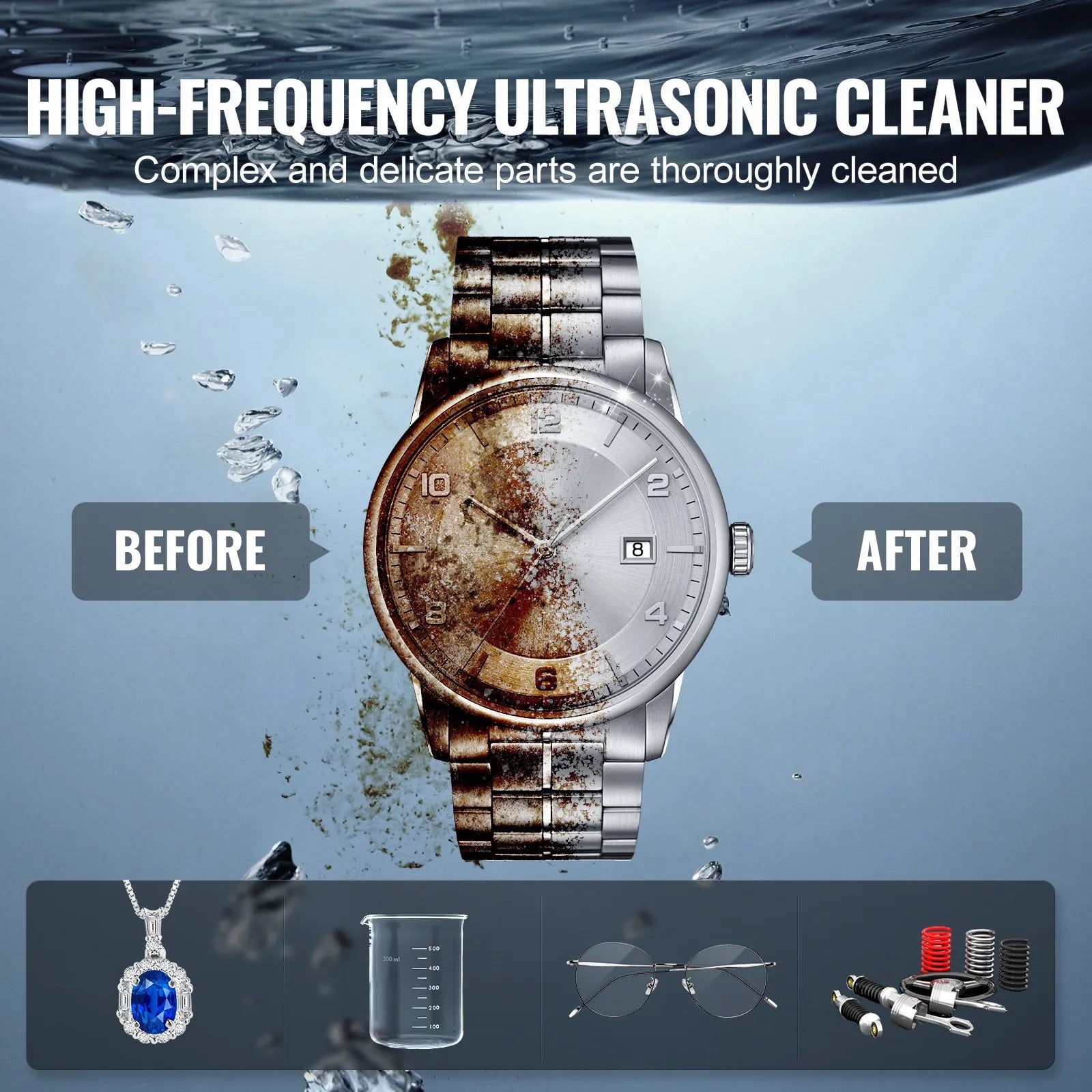 VEVOR 15L Ultrasonic Cleaner Cleaning Machine with Basket Heater and Timer 360W