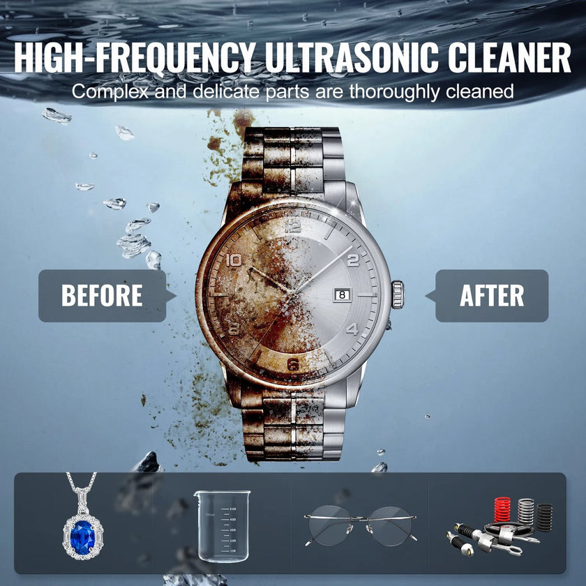VEVOR 15L Ultrasonic Cleaner Cleaning Machine with Basket Heater and Timer 360W