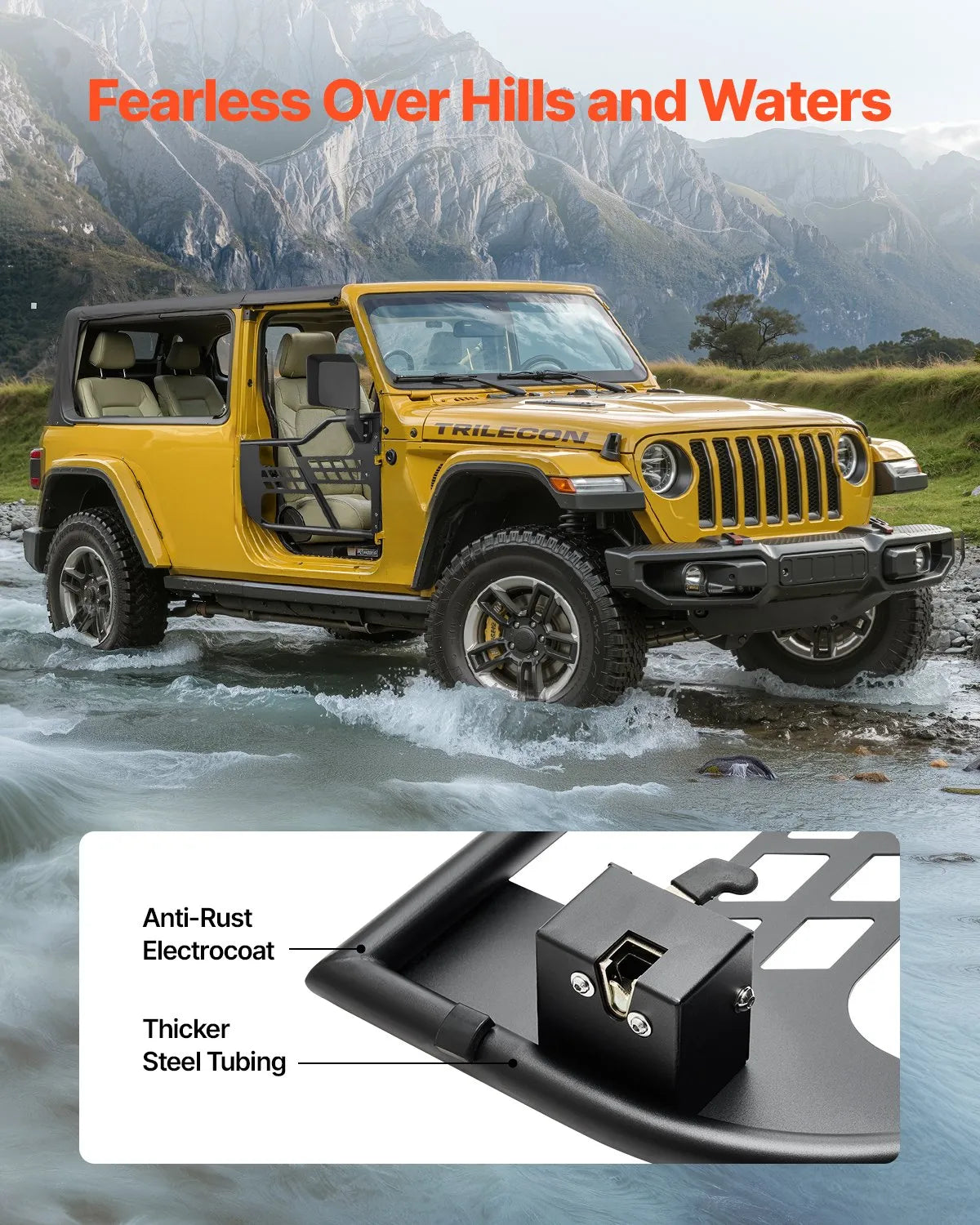 VEVOR 2-Door Jeep Tube Doors Jeep Tubular Door for 2018-2024 Jeep Wrangler JL