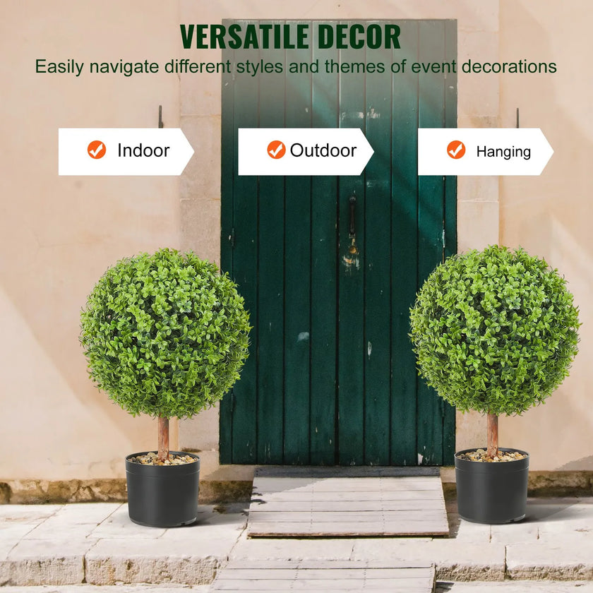 VEVOR 2x Artificial Boxwood Ball Ø40,6cm Garden Deco Boxwood in Flowerpot Ball Artificial Boxwood Ball Artificial Plant made of PE, Wood, PP incl. 4 pcs. Decorative butterflies and 10 pcs. Replacement