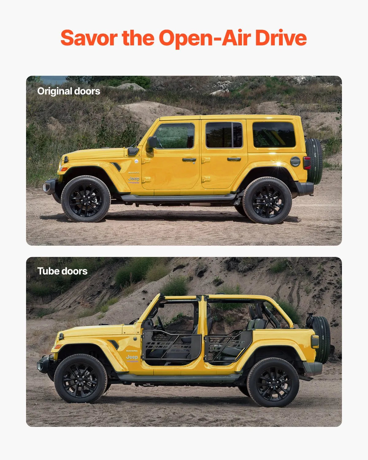 VEVOR 4-Door Jeep Tube Doors Jeep Tubular Door for 2018-2024 Jeep Wrangler JL
