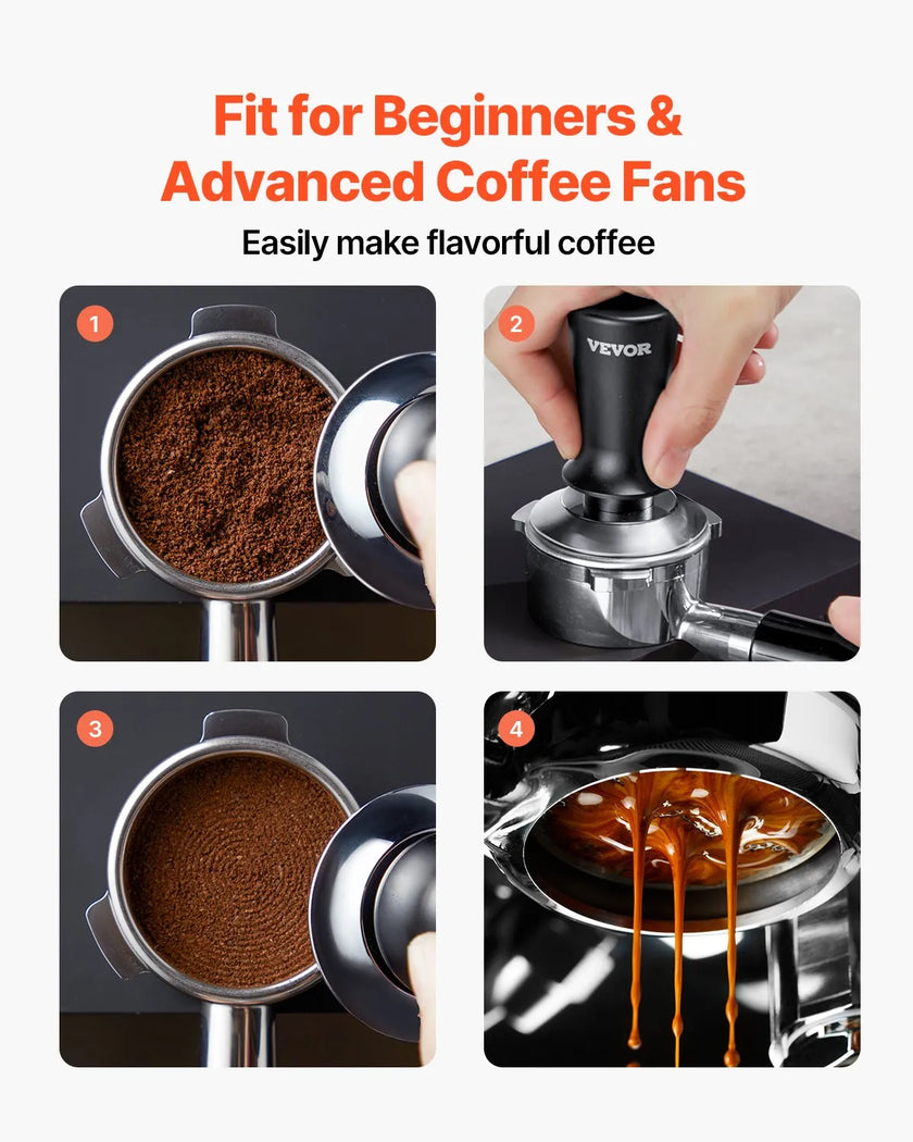 VEVOR 51mm Espresso Tamper Stainless Steel Coffee Tamper with Spring