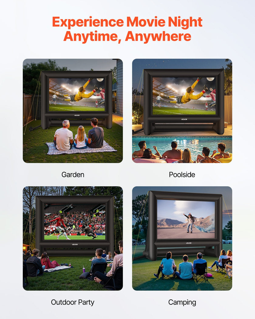 VEVOR 18 ft Inflatable Movie Screen 16:9 600D Movie Projection with Portable Bag