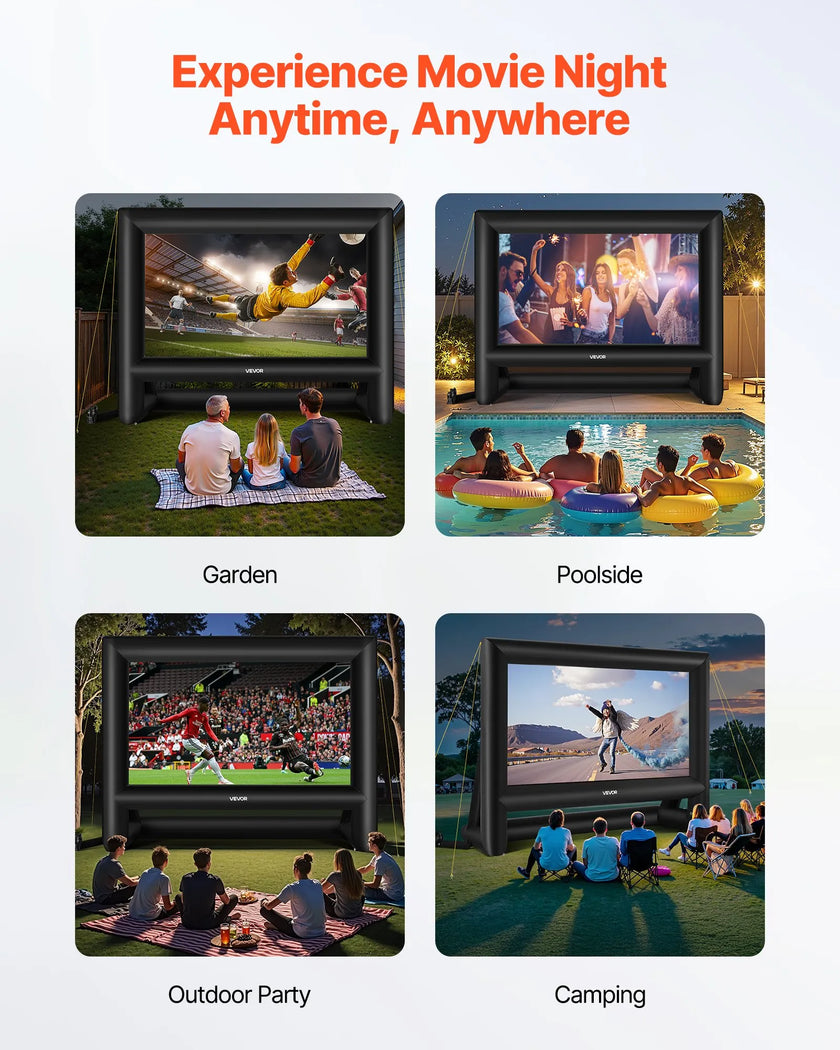 VEVOR 20 ft Inflatable Movie Screen 16:9 600D Movie Projection with Portable Bag