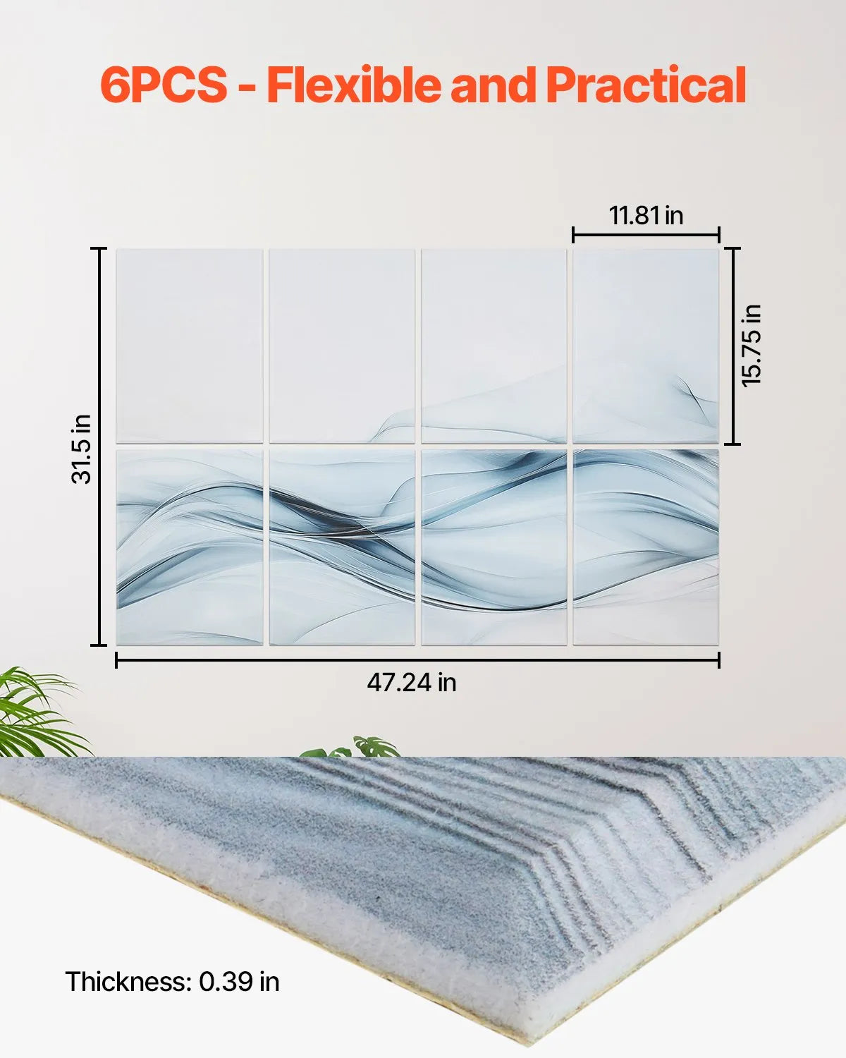 VEVOR 8 Pack Art Acoustic Panels 15.8 x 11.8 inch Self Adhesive for Home Studio
