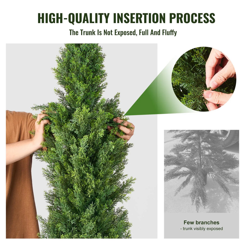 VEVOR 2 Pack 4' Artificial Cedar Topiary Tree Faux Plant UV Decor In/Outdoor