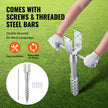 VEVOR No Dig Ground Anchor, 1 Pack 3.94 x 2.76 x 27.56 in DIY Screw in Post Stake, Includes 6 Lag Bolts & a Rebar, U-Shape Heavy Duty Steel Post Holder, Great for Mailbox Posts and Fence Posts