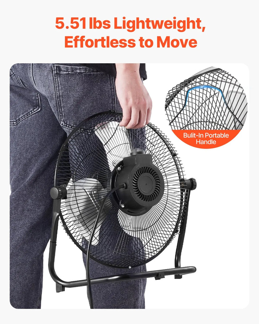 VEVOR 14 In Floor Fan 3 Speed 360° Adjustable Tilt High-Velocity Industrial Fan