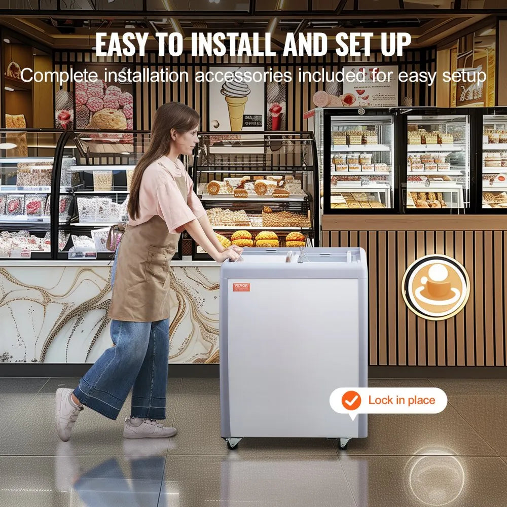 VEVOR 5.6 Cu.ft Commercial Ice Cream Display Case Gelato Dipping Freezer Cabinet