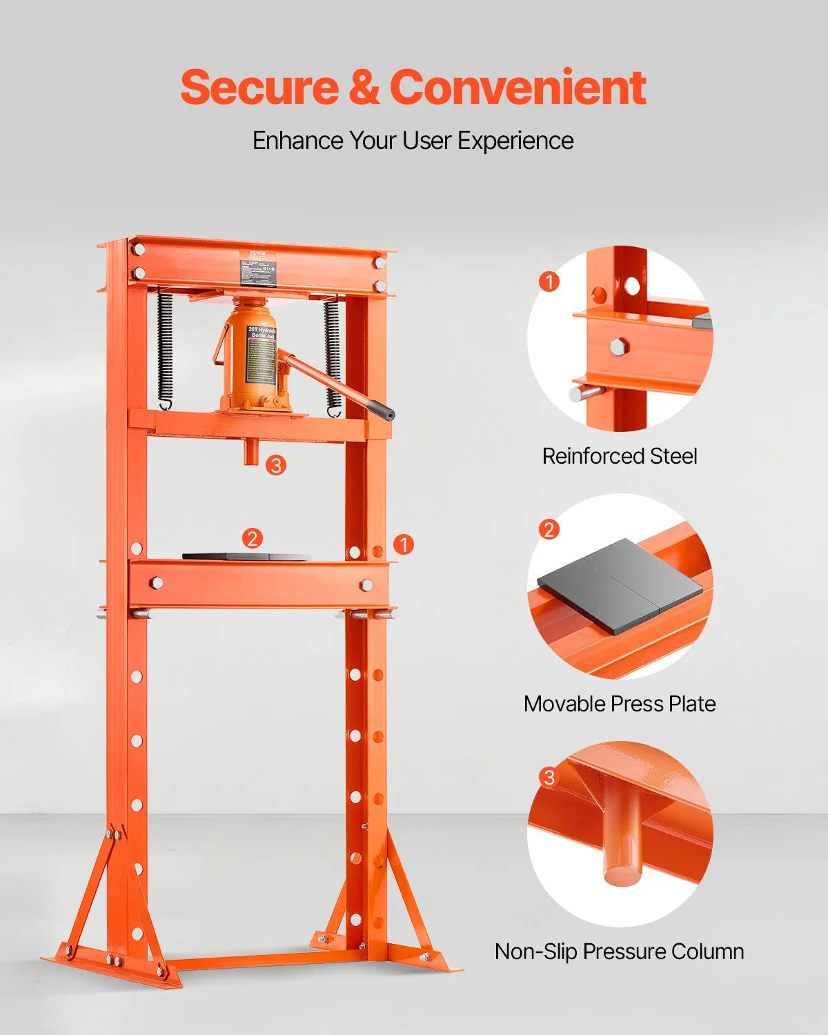 VEVOR 20 T Hydraulic Shop Press Hydraulic Press with Press Plate for Bending