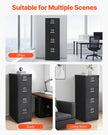 VEVOR 4 Drawer File Cabinet Metal Vertical Cabinet with Lock for Home Office
