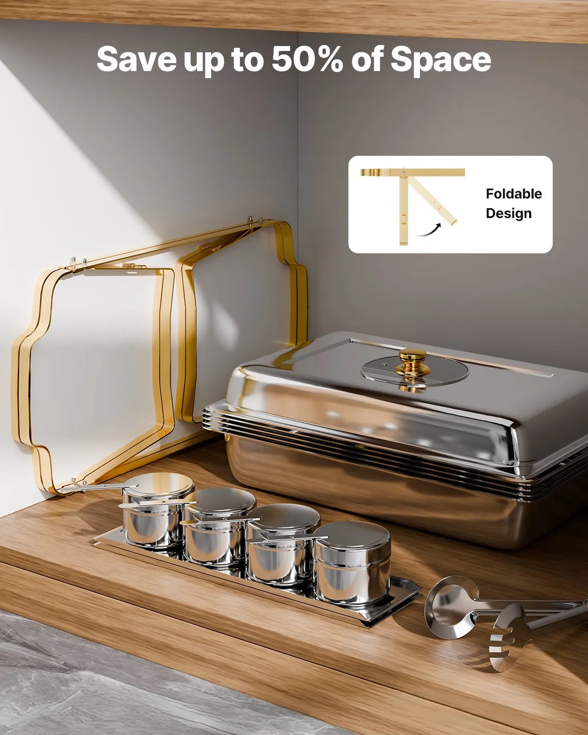 VEVOR 4 Qt 2 Pack Rectangle Chafing Dish Buffet Set Halfsize Pan Stainless Steel