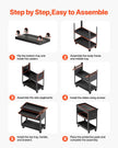 VEVOR 4-Tier Tool Cart on Wheels 350 lb Rolling Work Cart with Drawer & Pegboard