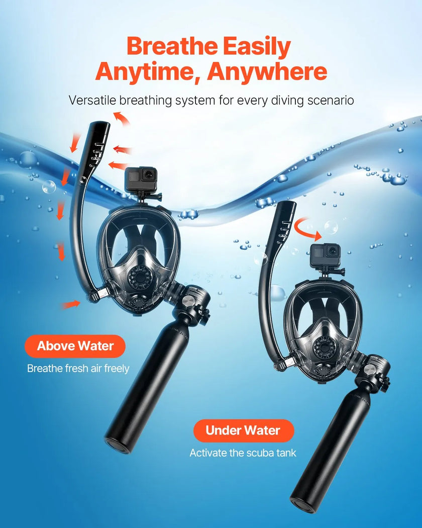 VEVOR 0.5L Scuba Tank 32.81 ft Diving Depth Refillable Snorkel Air Tank Kit