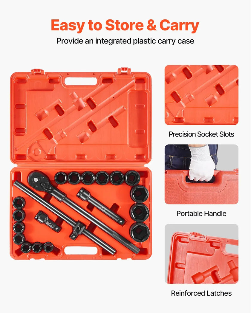 Impact Socket Set Impact Sockets 3/4 Inches 21 Piece 3/4 Inches to 2 Inches SAE