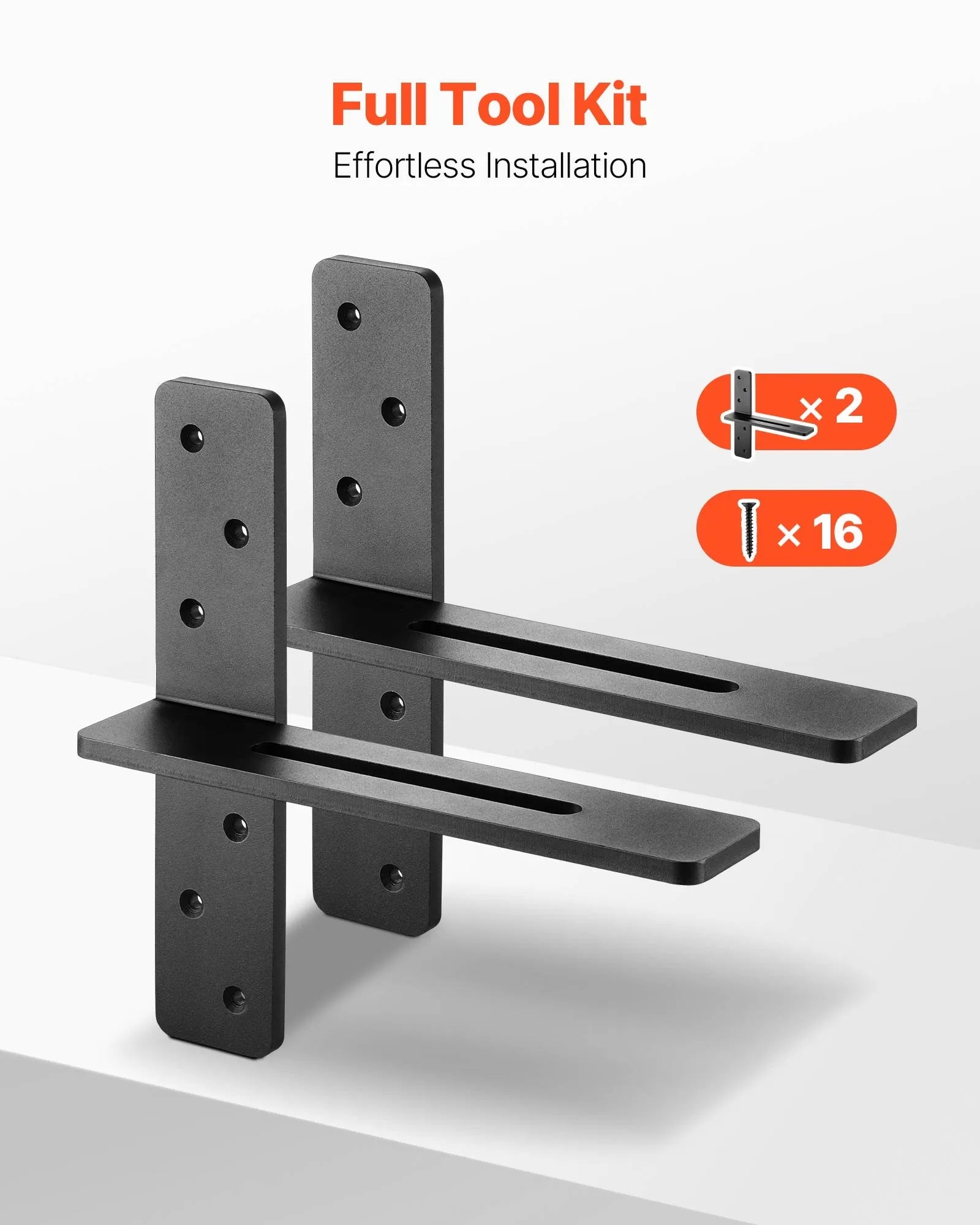 VEVOR 2 Pcs Shelf Brackets 12 inch / 304.8 mm Heavy Duty Floating Shelf Brackets