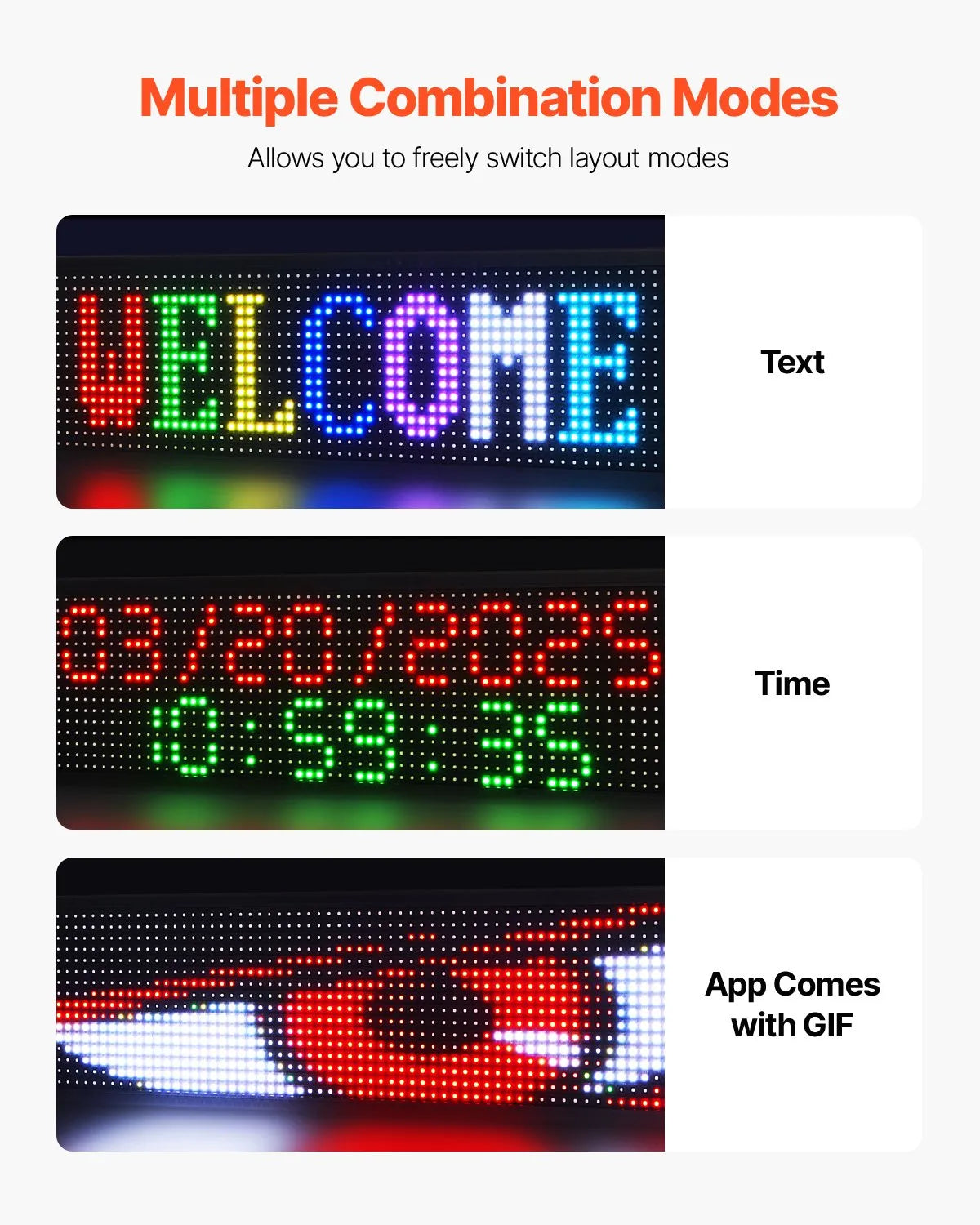 VEVOR 40x8in Programmable LED Sign Digital Scrolling Display Board P10 Fullcolor