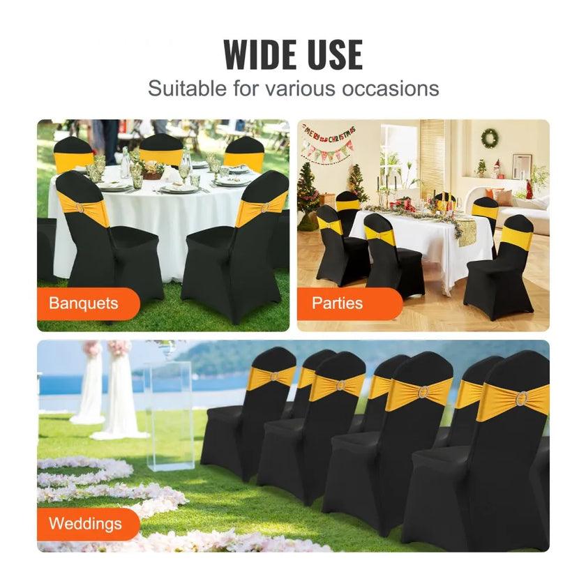VEVOR 30PCS Black Stretch Spandex Folding Chair Covers for Wedding Party Dining