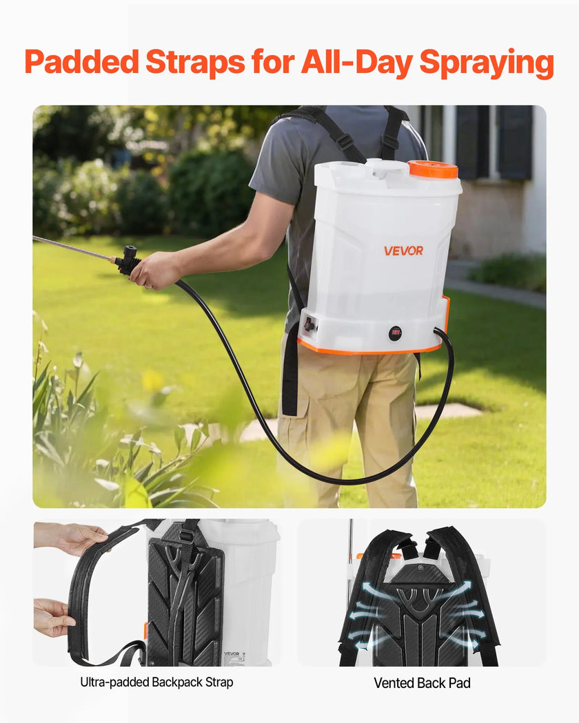 VEVOR 3.2 Gal Battery Powered Backpack Sprayer 0-90 PSI 2H Runtime for Yard Lawn